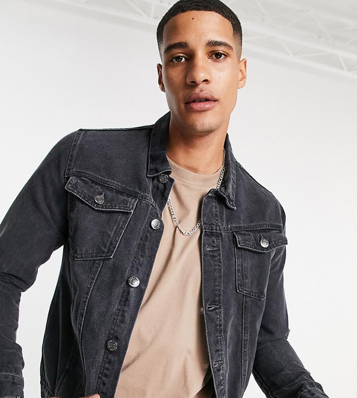 Dont Think Twice Tall Slim Fit Denim Jacket In Gray-grey