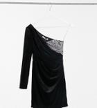 Jaded Rose Petite Exclusive Velvet And Sequin Wrap Mini Dress In Black And Silver
