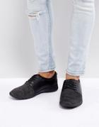New Look Runner Sneakers With Knitted Detail In Black - Black
