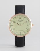 Reclaimed Vintage Dome Leather Watch In Black - Black