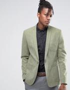 Asos Skinny Blazer In Khaki With Fleck Detail - Green
