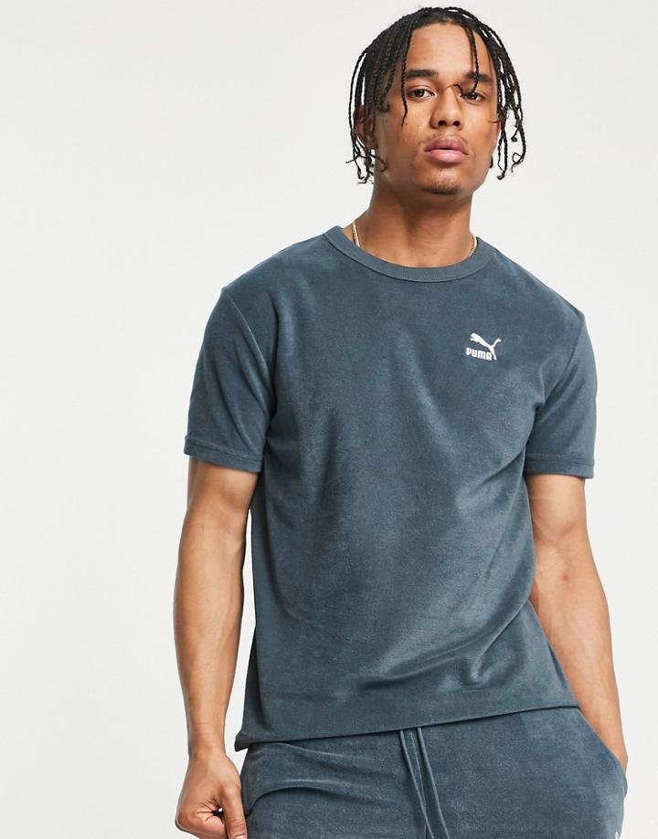 Puma Classics Towelling T-shirt In Navy