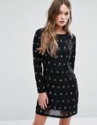 New Look Premium Embellished Shift Dress - Black