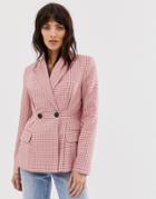 Vero Moda Double Breasted Check Blazer-red