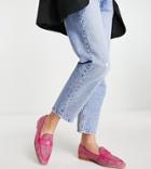 Asos Design Wide Fit Megan Woven Flat Loafers In Pink