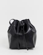 Asos Design Structured Leather Bucket Bag - Blue