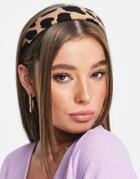 South Beach Headband In Leopard Print-brown