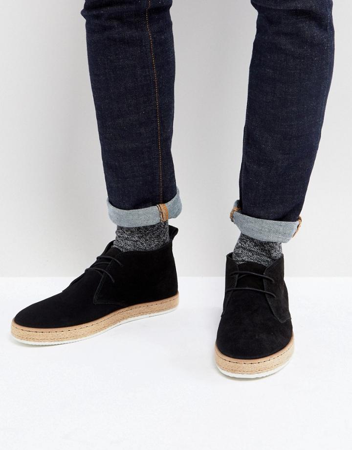 Dune Desert Boots With Espadrille Sole Black - Black