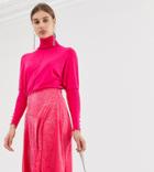 River Island Roll Neck Top In Bright Pink - Pink