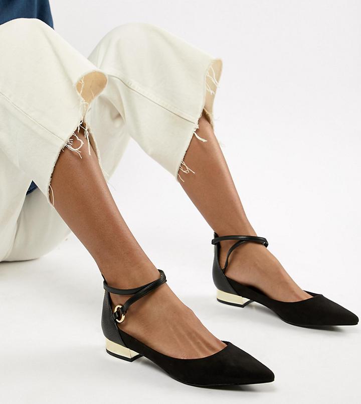 Aldo Flat Point Shoe With Metal Heel - Black