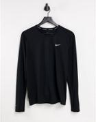 Nike Running Miler Dri-fit Long Sleeve T-shirt In Black