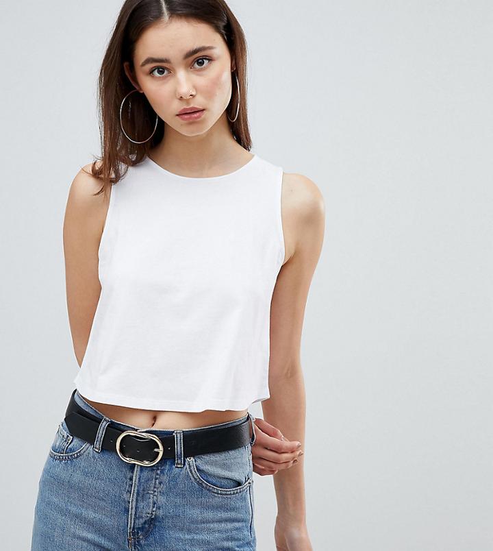Asos Design Tall Crop Swing Tank In White - White