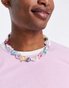 Asos Design Festival Chunky Faux Pearl And Beaded Necklace In Multi Color