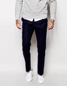 Asos Slim Wool Rich Suit Pants In Navy - Navy