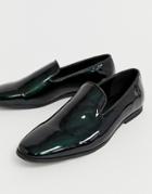 New Look Patent Loafers In Green Marble - Green