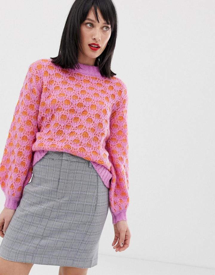 In Wear Honey Popcorn Knit Sweater - Pink