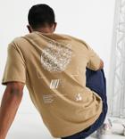 Selected Homme Oversize T-shirt With Abstract Floral Back Print In Beige Exclusive To Asos-neutral