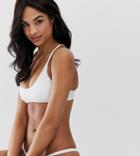 South Beach Exclusive Mix And Match Deep Scoop Bikini Top In White