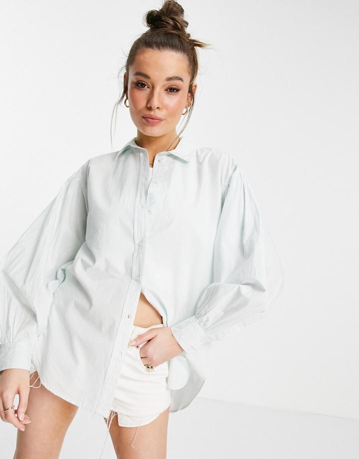 New Look Stripe Poplin Shirt In Green