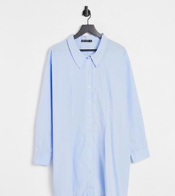 I Saw It First Plus Shirt Dress In Blue-blues