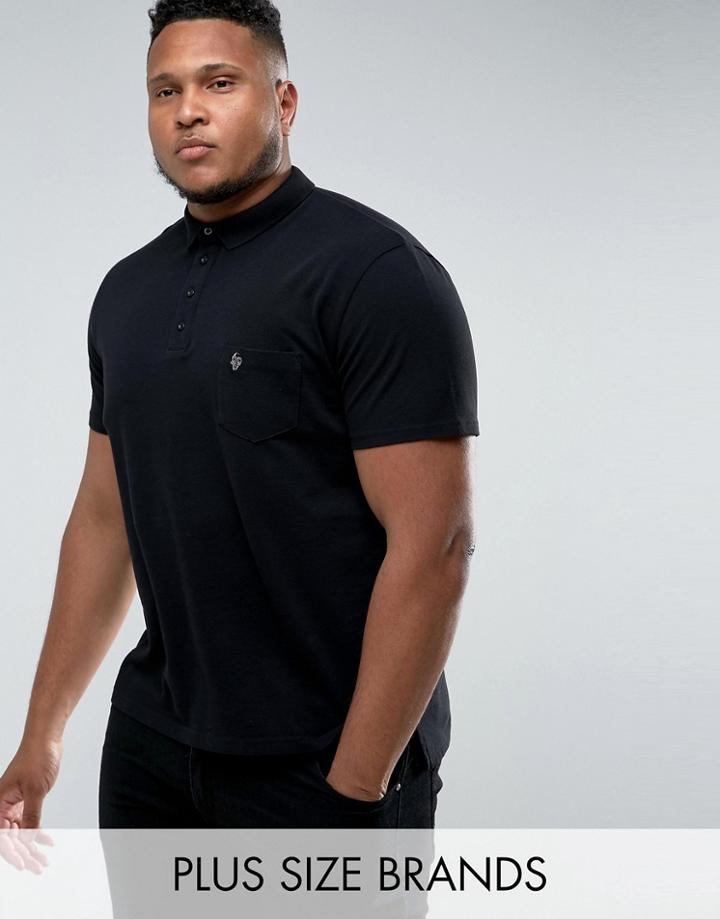 Noose & Monkey Plus Polo Shirt With Pocket Logo - Black