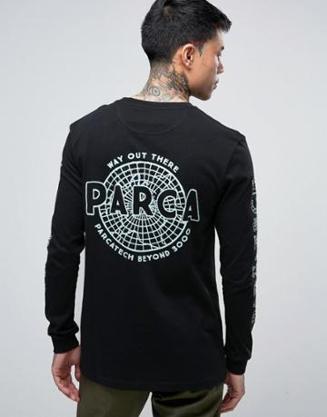 Parca Long Sleeve T-shirt With Back Print - Black