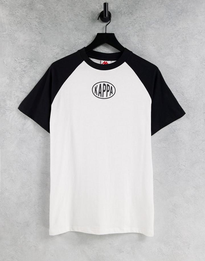 Kappa Retro Raglan T-shirt In White And Black