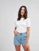 Brave Soul Kyle Crew Neck T Shirt In Rib - Cream