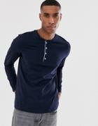 Selected Homme Long Sleeve Grandad Top-navy