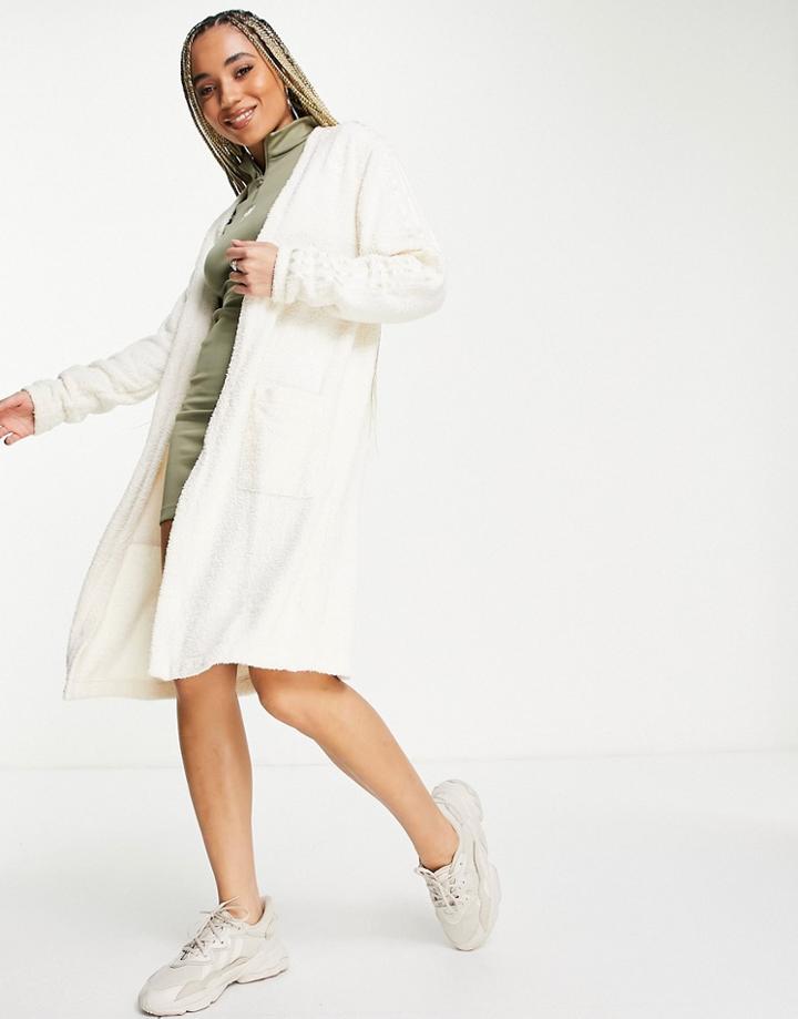 Adidas Originals 'relaxed Risque' Fluffy Knit Oversized Cardigan In Off White