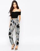 Ax Paris Bomber Pants In Illusion Print - Multi
