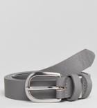 Asos Plus Smart Skinny Faux Leather Belt In Gray With Metal Keepers - Gray