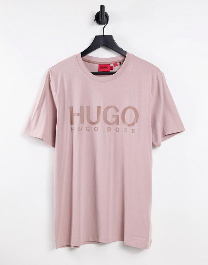 Hugo Dolive213 Large Logo T-shirt In Light Pink
