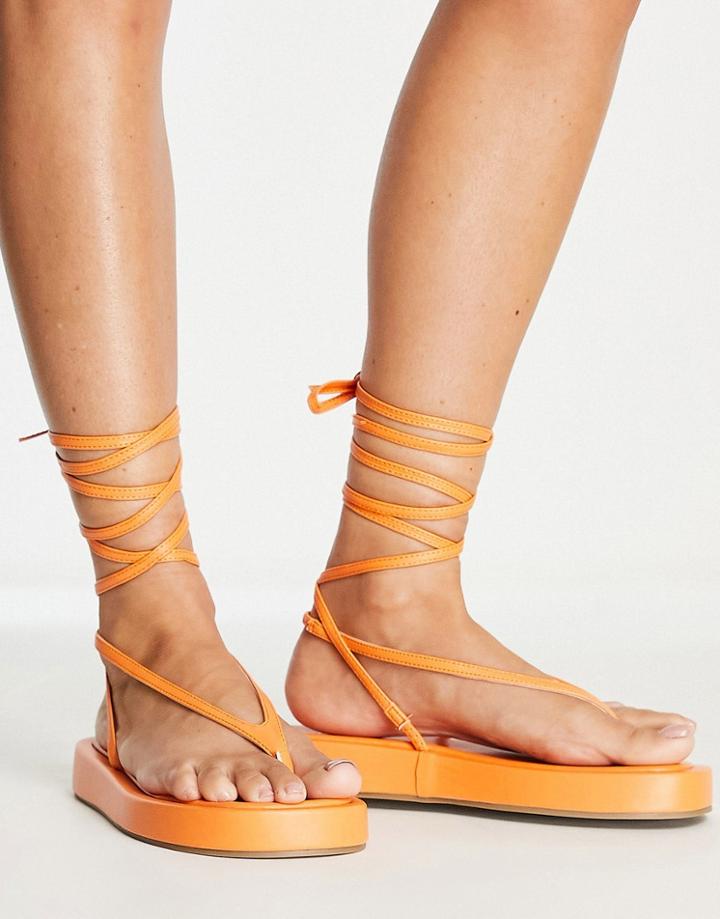 Public Desire Beachbabe Flatform Sandals In Neon Orange