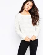 Jdy Ribbed Patterned Sweater - White