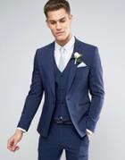 Asos Wedding Skinny Suit Jacket With Square Hem In Navy - Navy
