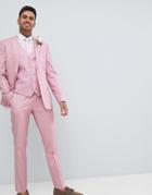 River Island Skinny Fit Wedding Suit Jacket In Pink - Pink