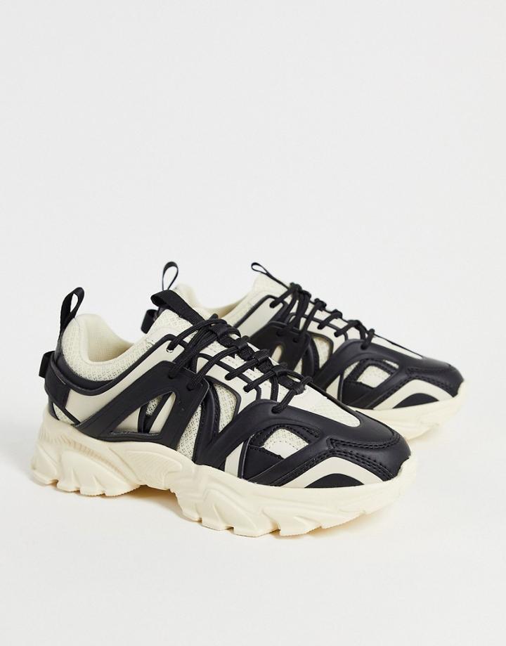 Asos Design Dazed Chunky Sneakers In Beige & Black-neutral