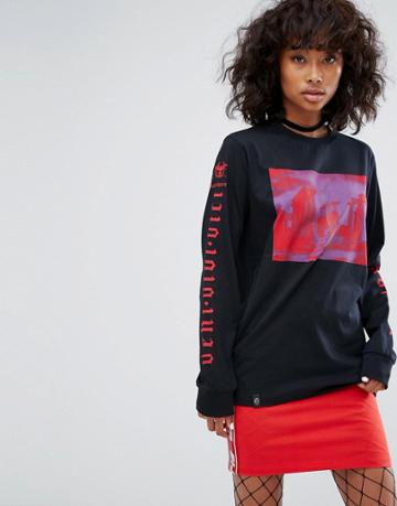 Wasted Paris Long Sleeve Skate Top With Emperor Print - Black