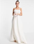 Asos Edition Layla Cami Wedding Dress With Applique Embroidery-white