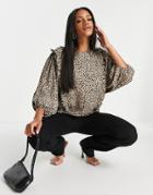 Ax Paris Long Sleeve Top In Animal-multi
