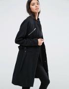 Y.a.s Alia Zip Front Tailored Coat - Black