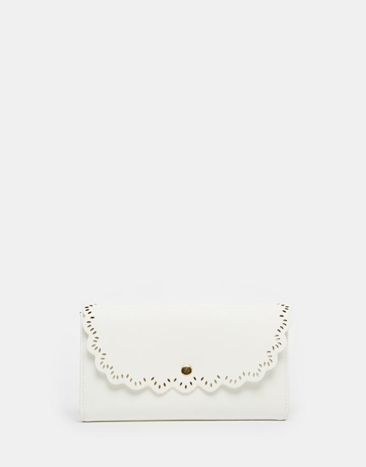 Asos Scallop Edge Envelope Purse - White