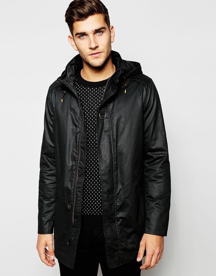 Selected Homme Coat With Check Lining - Black