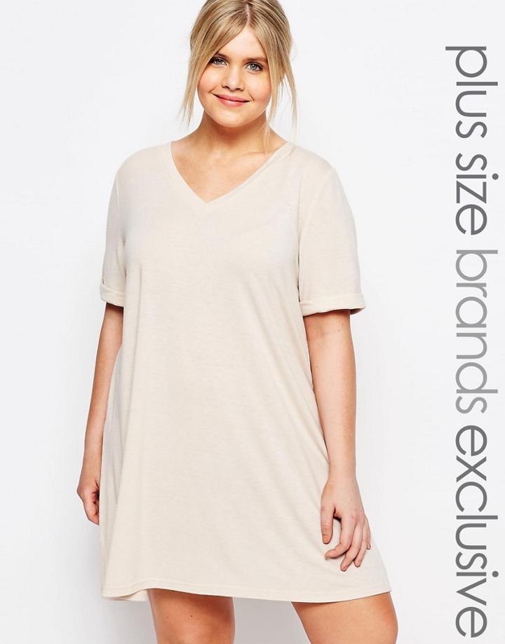 One Day Plus Oversize T-shirt Dress - Beige