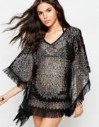 Anmol Crochet Beach Cover Up With Metallic Print