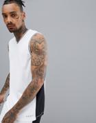 Asos 4505 Basketball Tank With Cut & Sew - White