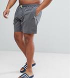 Asos Plus Swim Shorts In Dark Gray With Neon Yellow Drawcord Mid Length - Gray