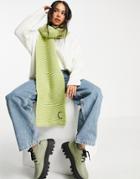 Asos Design Knitted Personalized Scarf With C Initial In Green