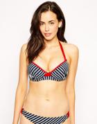 Pour Moi Ahoy Stripe Padded Plunge Bikini Top B-g
